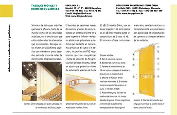 aislamiento a ruido aéreo / particiones: </span><br>Tabiques móviles y herméticos Variflex, de la empresa Kingland, S.L.