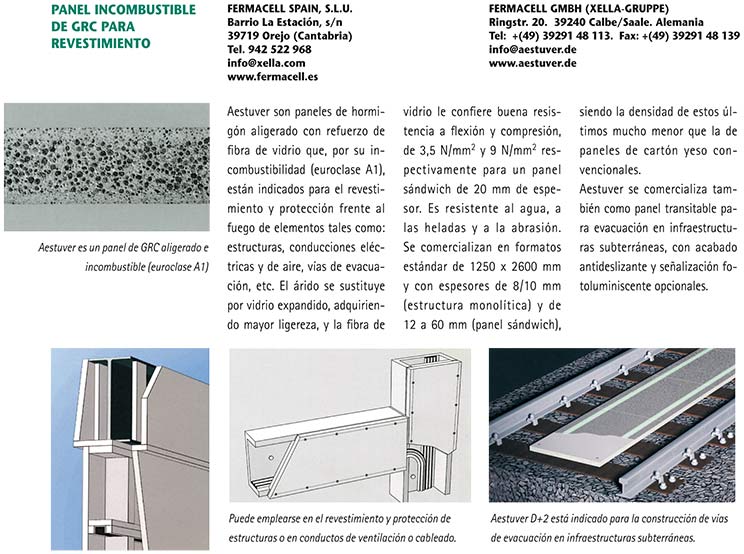 Ficha tipo:  Panel incombustible de GRC para revestimiento de Fermacell