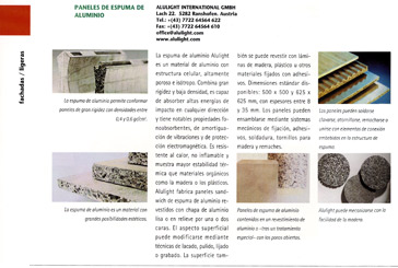  Paneles de espuma de aluminio de la empresa Alulight International GmbH