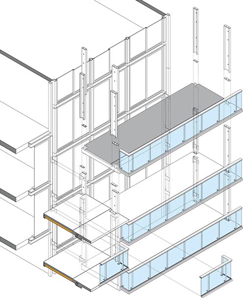  los módulos prefabricados tienen 7,50 m de longitud, la totalidad del frente de fachada por vivienda.