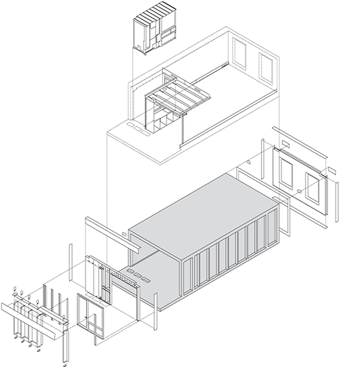  Los módulos, de 40 m², no llevan compartimentaciones interiores para dar mayor flexibilidad y libertad a la hora de ser ocupados por los estudiantes. 