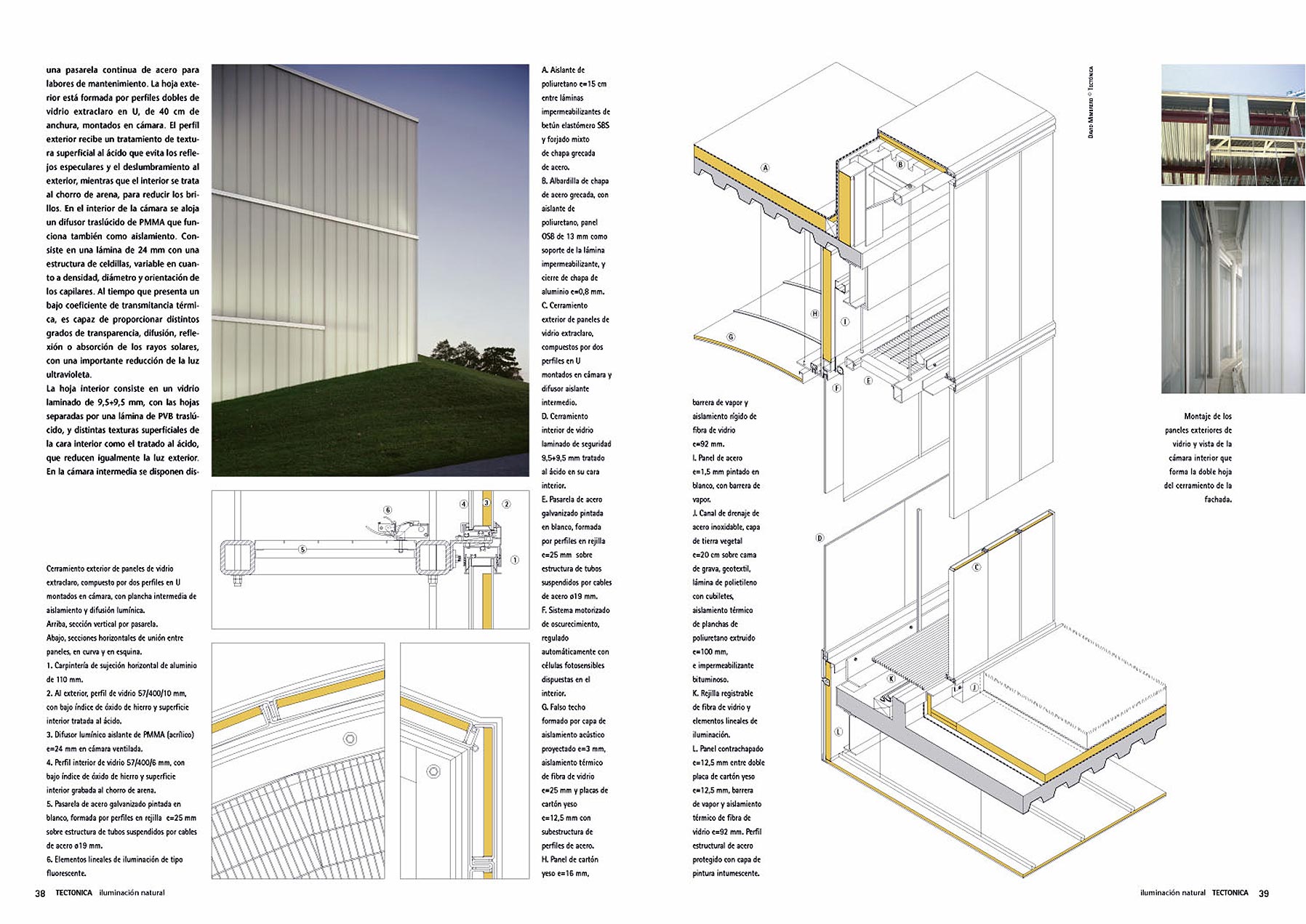 Doble página correspondiente al proyecto de Steven Holl Architects para la ampliacin del Museo Nelson-Atkins. Detalle.